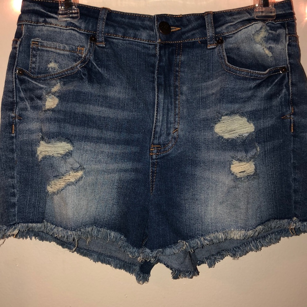 High waisted jean shorts